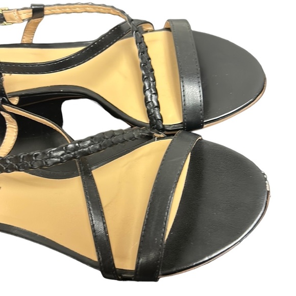 TALBOTS | Strappy Braided Sandals Wedges Criss Cross Black Patent Leather 6 - Picture 5 of 16